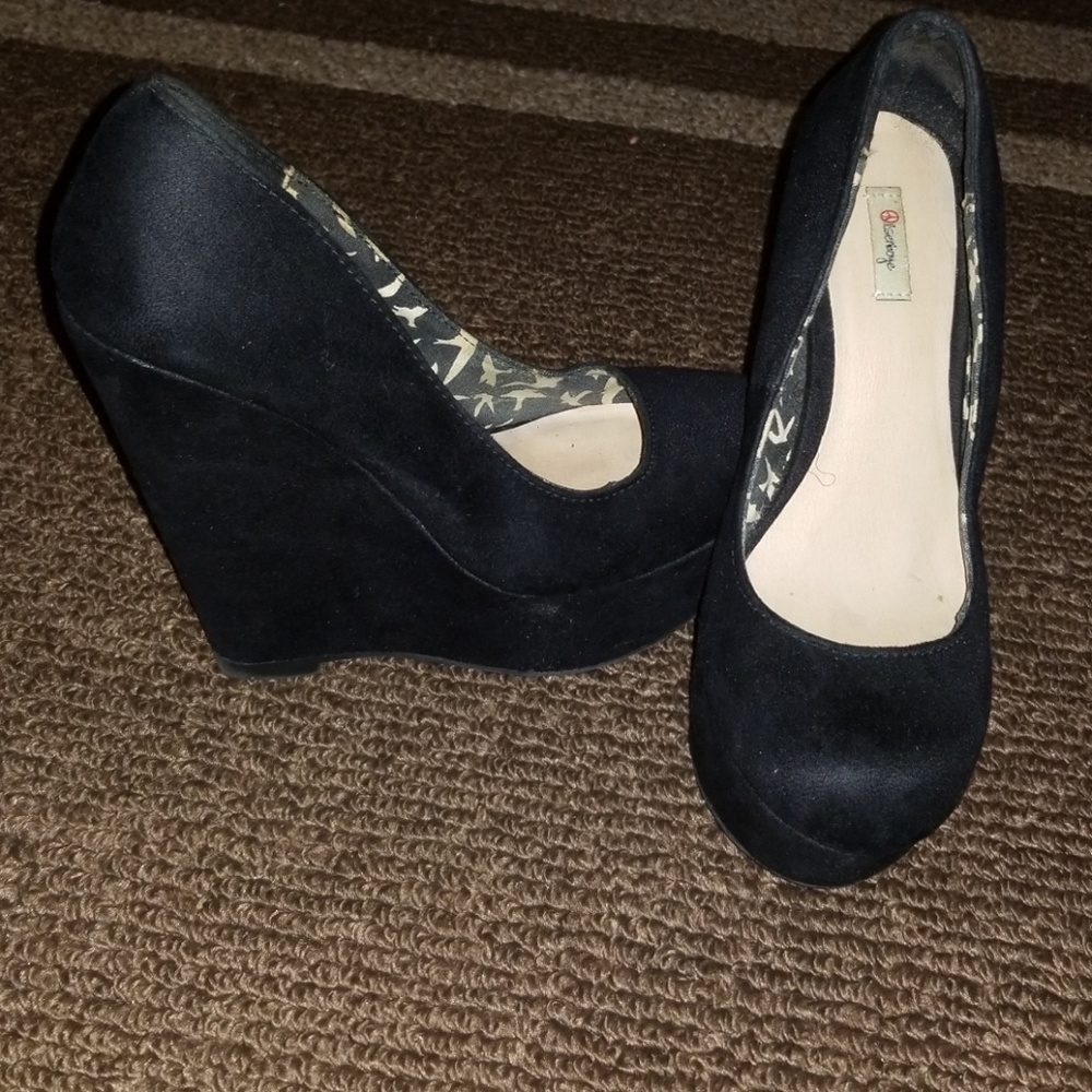 Black Suede Wedges